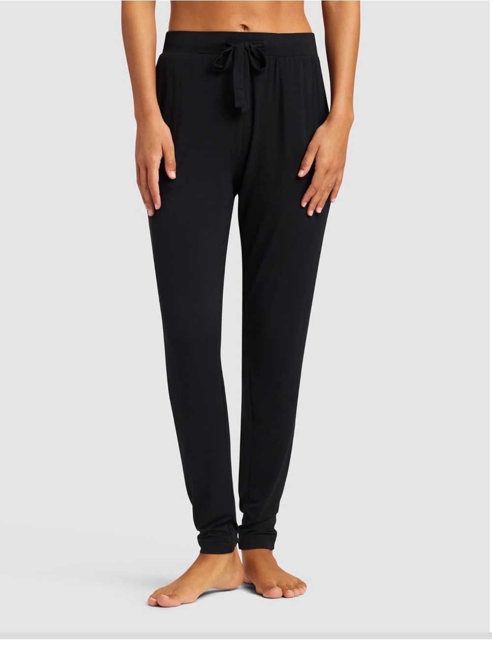 Cozy Earth Women’s Black Drawstring Bamboo stretch knit tapered pant size L
